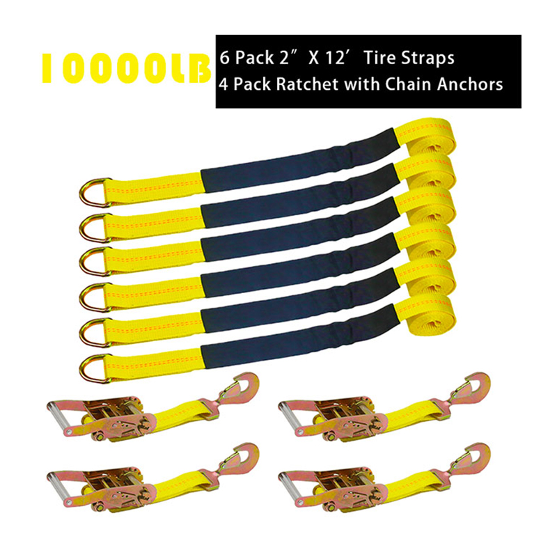 حزام العجلة لأسفل بوزن 10000 رطل وأشرطة المحور تُربط لأسفل